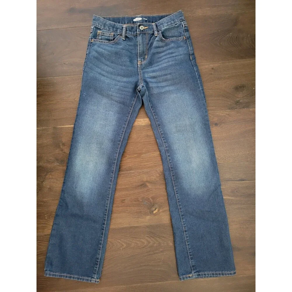 Old Navy Boy  Size 14 Straight Blue Jeans With Elastic ajustable